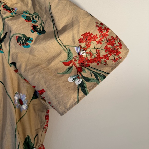 Anthropologie Somerset Dress 🌸 Size M • Floral Maxi Cotton 🌿 Tan Red Print - Picture 11 of 16